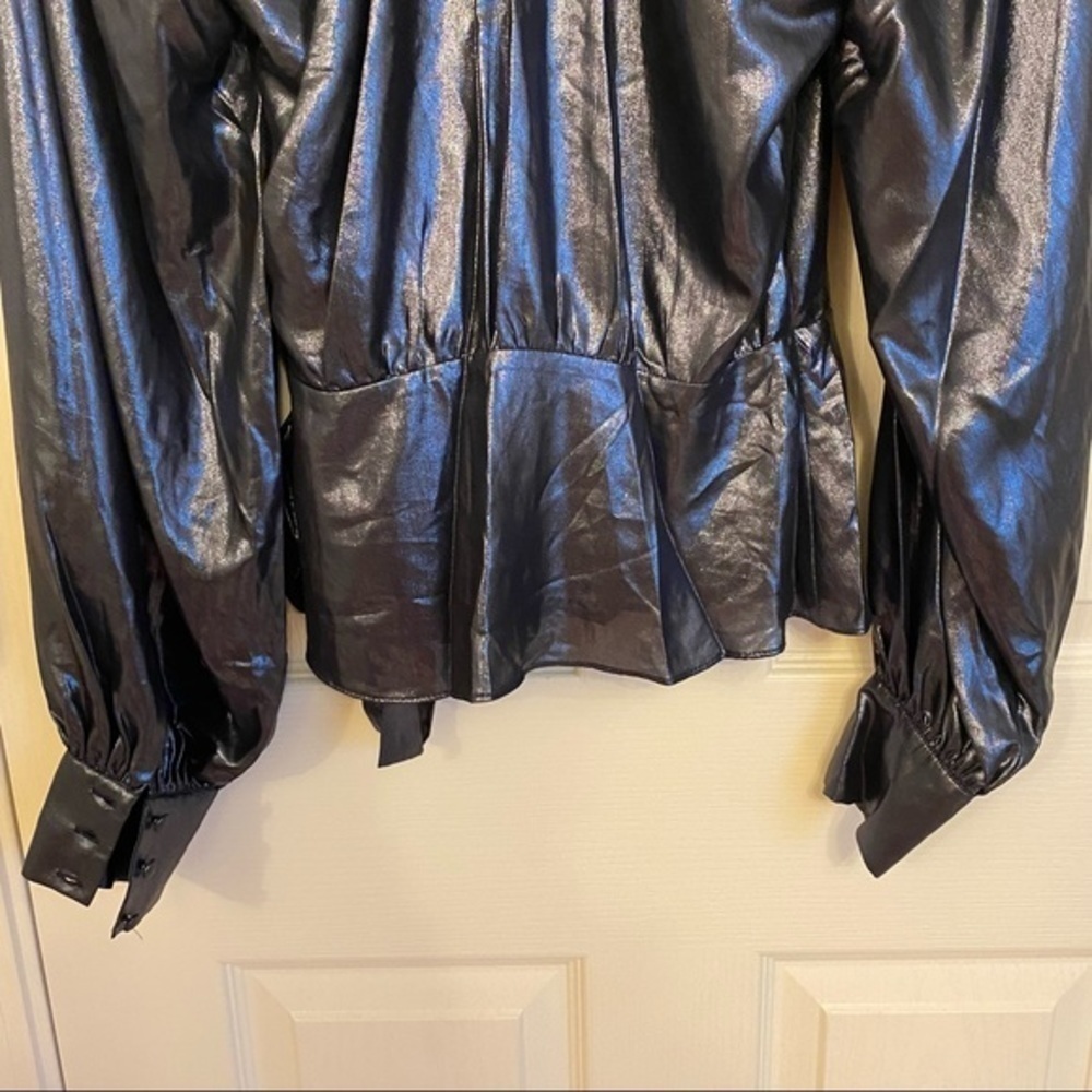 Parker Sheridan Metallic Wrap Blouse NIGHT SKY XS - Picture 9 of 13